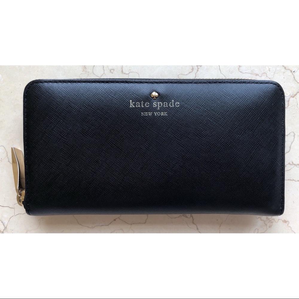 Kate Spade Black Leather Zip Around Wallet